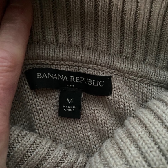 Banana Republic Med Taupe Cowl Cable Sweater - Picture 7 of 8